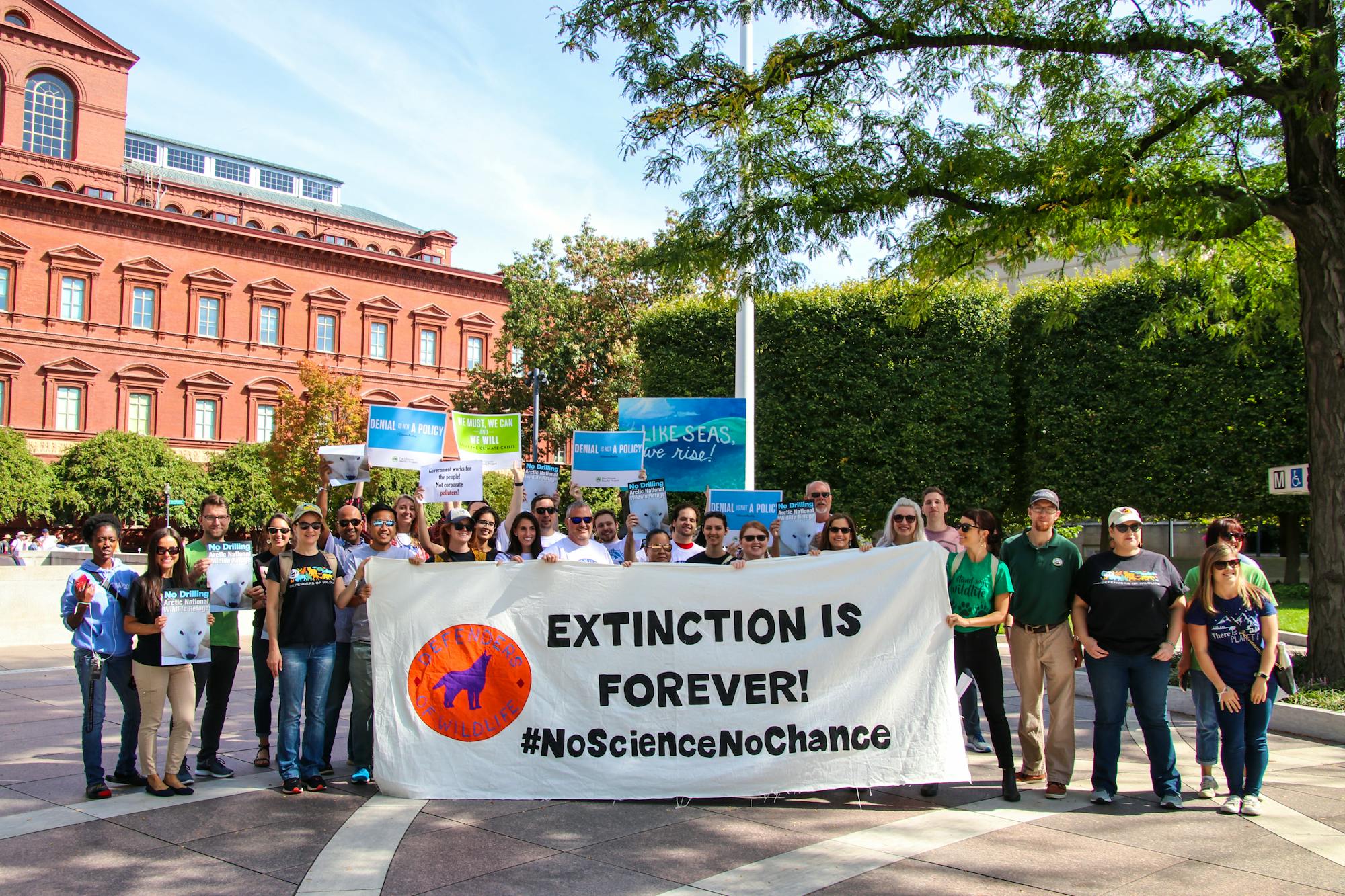 Climate Strike DC - Defenders Staff with Banner